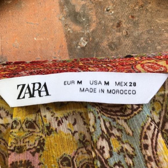 Zara Sheer Printed Tassel Blouse - Picture 3 of 6